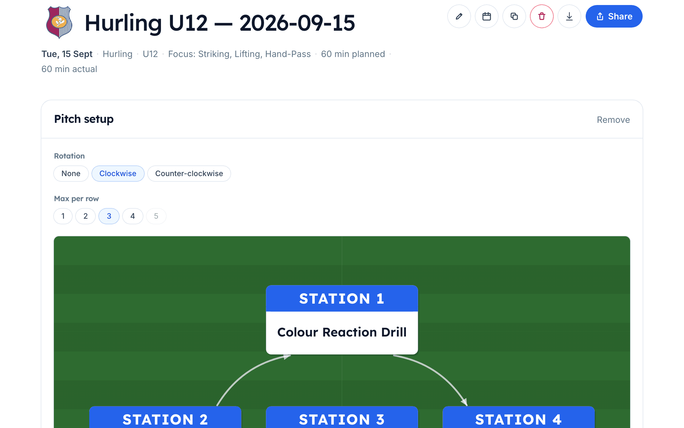 A session themed with Portumna's crest and club colours